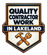 Quality Contractor Work in Lakeland badge with a crossed hammer and wrench